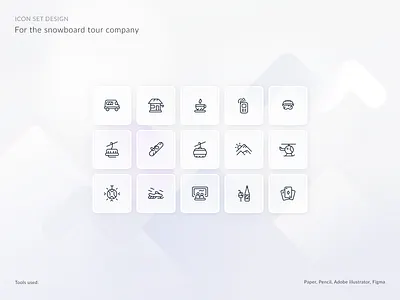 Icon set design for snowboard tour company air design icon figma graphic design icon icon set icons snow snowboard