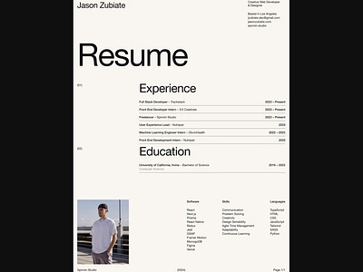 Minimalist Resume graphic design resume typography ui