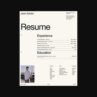 Minimalist Resume graphic design resume typography ui
