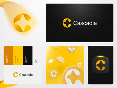 Cascadia app bento bento presentation blockchain brand branding chain coin crypto design graphic design grid icon identity logo mark render token vector