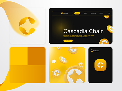 Cascadia app bento bento presentation blockchain brand branding chain coin crypto design graphic design grid icon identity logo mark render token vector