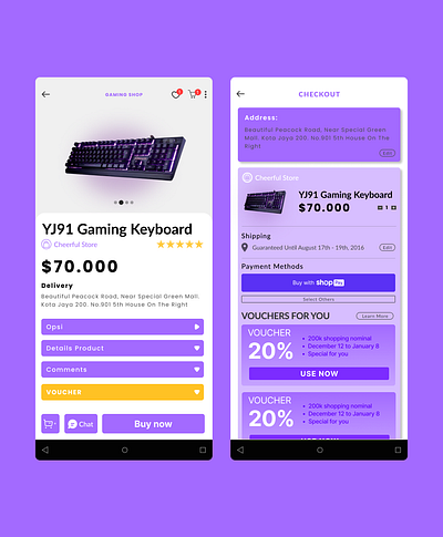 Specialized E-commerce Mobile App Design for Gaming Keyboard Sal android apps designmobile e commerce keyboard mobile mobileapp ui uidesign uiux ux