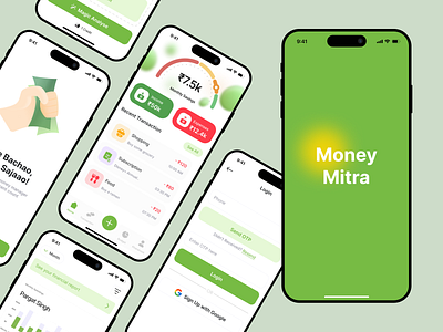 Money Mitra - Expense Tracker | Modern UI | Gen AI ai app branding clean design gen ai logo mobile modern simple typography ui uiux ux web