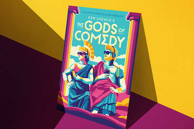 Ken Ludwig's "The Gods of Comedy" Illustrated Poster comedy design graphic design greek illustration illustrator modern mythology theater vector