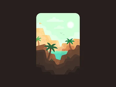 Coffee Golf: Pro Tour (Desert) coffee golf desert game design golf golf course golfing landscape mirage mobile game palm tree sand