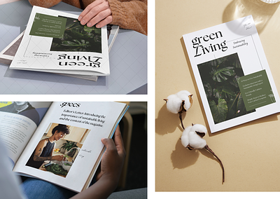 Magazine Template canva canva template editable template graphic design green green and white green living leaf leaves magazine magazine mockup magazine template mockup plants template
