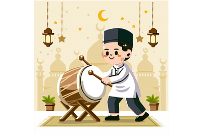 Eid Fitr Illustration with a Man celebration culture eid fasting festival fitr greeting happy holiday holy illustration islam man mubarak muslim prayer ramadan vector