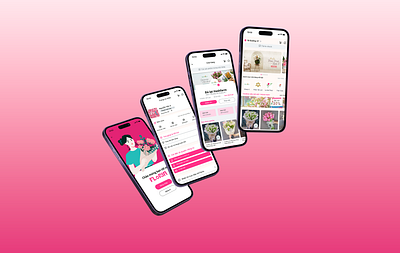 Floria - Flower marketplace mobile app application flat illustration flower marketplace mobile app pink ui ux