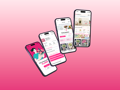 Floria - Flower marketplace mobile app application flat illustration flower marketplace mobile app pink ui ux