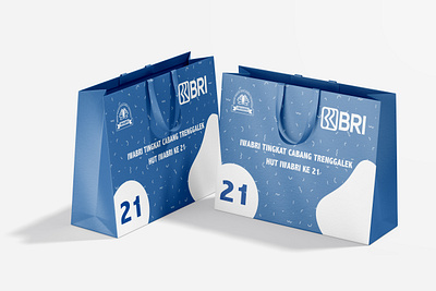 Blue Paper Bag Design for BRI graphic design packaging design paper bag design