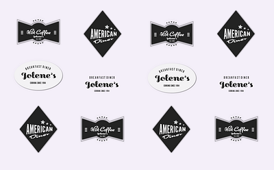 Diner Icon Concepts brand identity branding design graphic design illustrator logo retro stickers typography