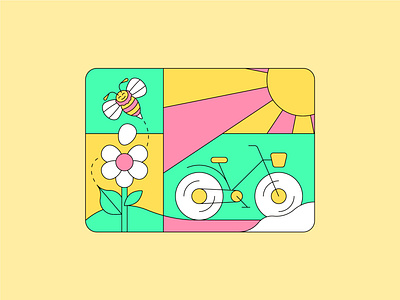 LEFTOVERS #01 The Afternoon badge bee bees bicycle bike colours cycle daisy flower illustration leftoversessions sun vector windowframe wireframe