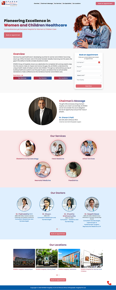 SPARSH Hospital - Woman and Children Landing Page branding custom php template design php custom template ui