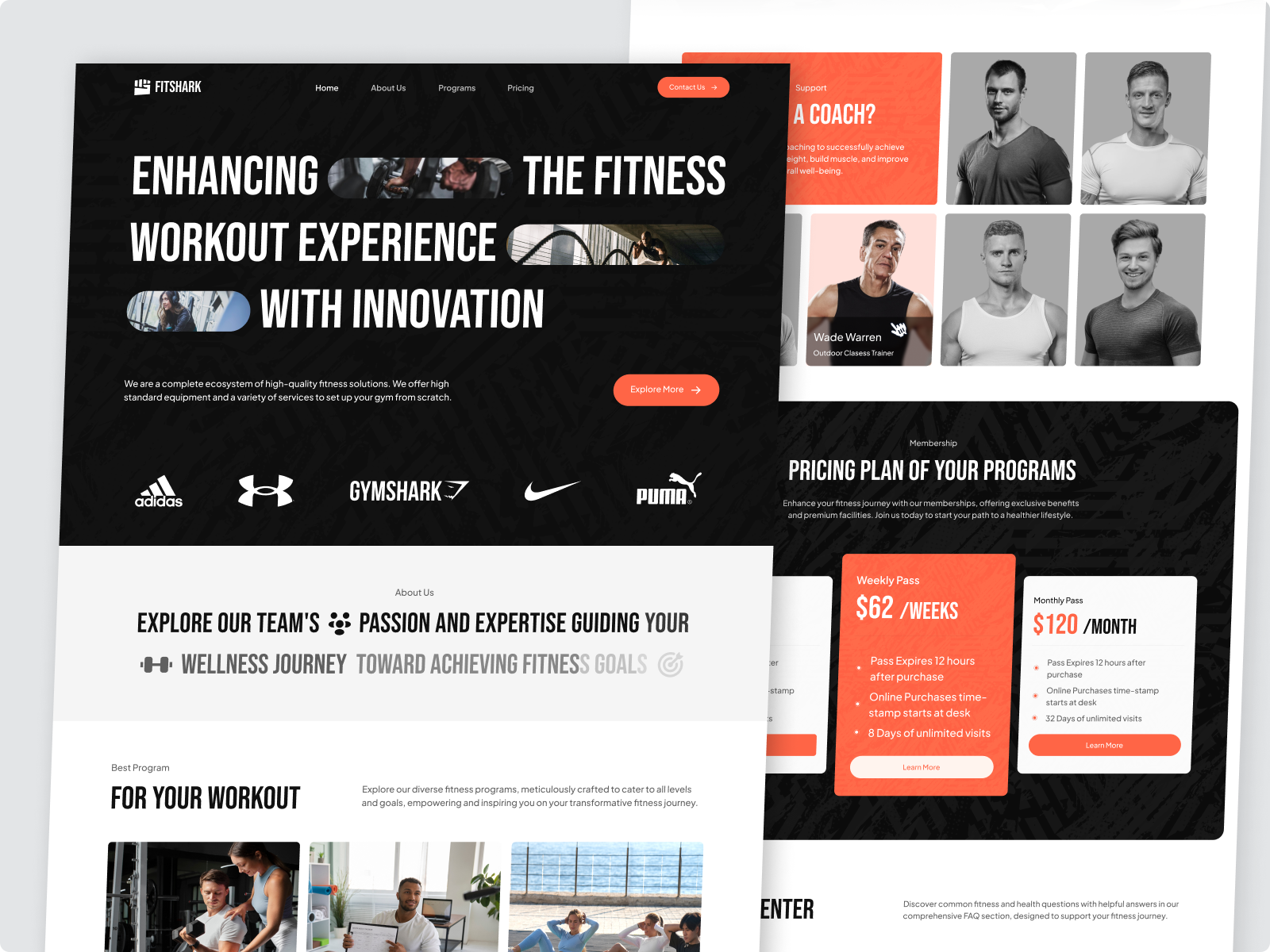 Fitshark - Fitness Landing Page body building crossfit digital coaching excercise fitness fitness club fitness goals fitness landing page fitness program gym gym landing page gymnastics health personal training sport sport landing page treadmill weight loss workout yoga
