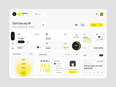 FinCheck- Finance Dashboard Concept branding dashboard design finance fintech flat interface logo minimal typography ui