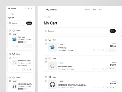 Stuffsus - My Cart Page (Responsive) agency agency website design e commerce ecommerce mobile app mobile design online store ui ux