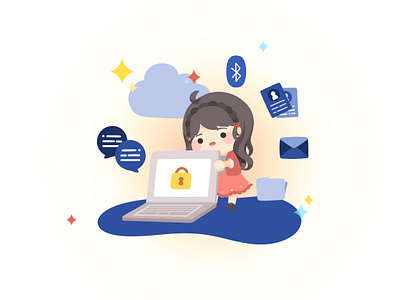 Secure Data Illustration character cuteart cutedrawing design digital art graphic design illustration protect data secure data technology