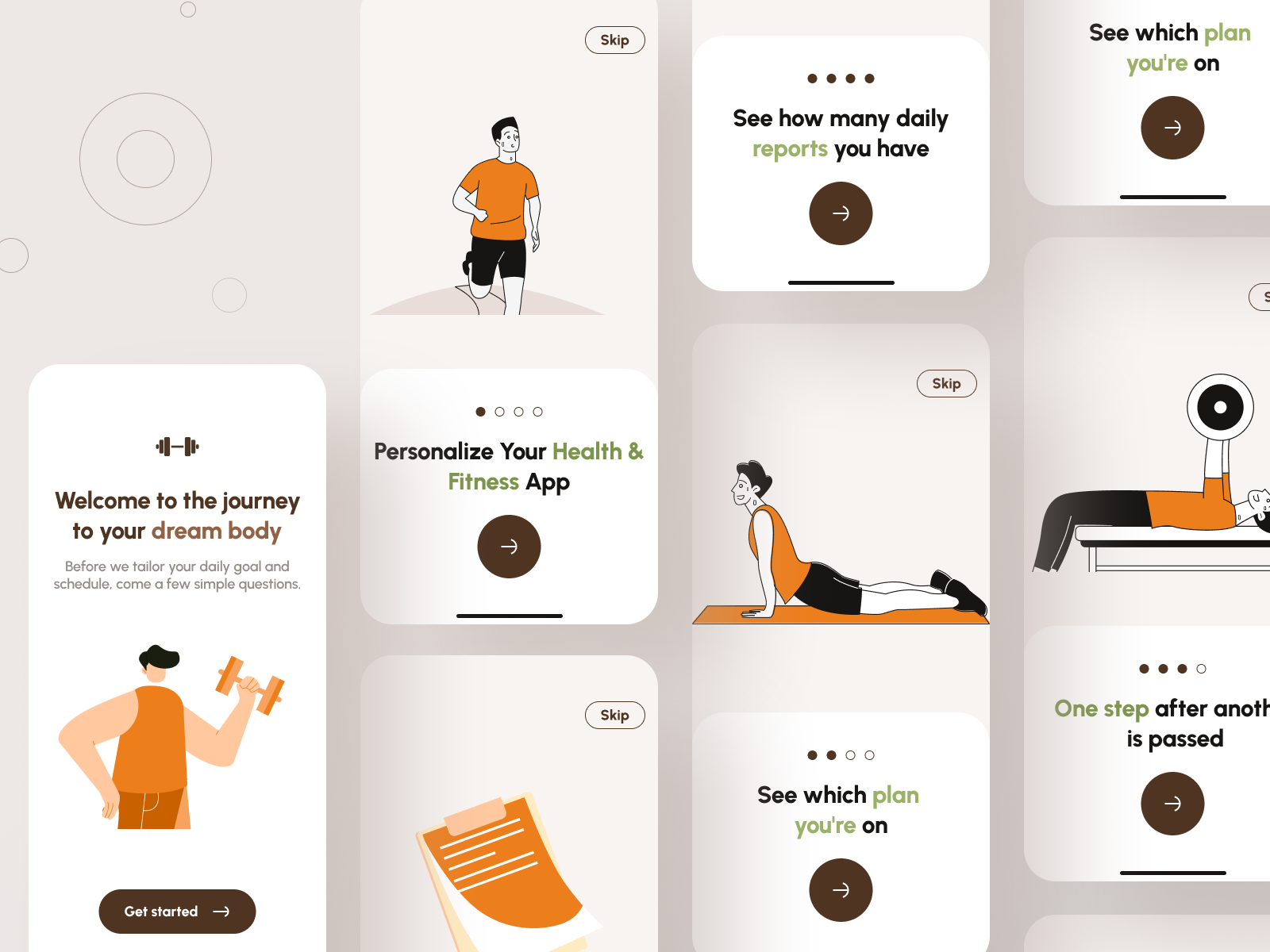 Fit Health UI UX - Onboarding UI app app onboard app ui app ux character design app mobile app mobile app design mobile design onbboard