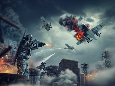 Military War - Personal Project design digital imaging invasion manipulation military photo manipulation poster thumbnail war