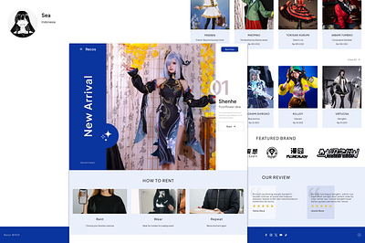 Recos : Rental Cosplay Landing Page cosplay graphic design landingpage ui