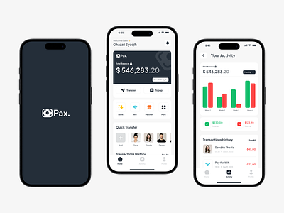 Pax Mobile App 3 screen clean ui dribbbleshot e wallet e wallet app money app ui userinterface wallet