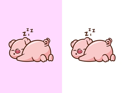 Pig Sleeping🐷 activity animals cute dream expression face fat icon illustration lay on logo pig sleeping