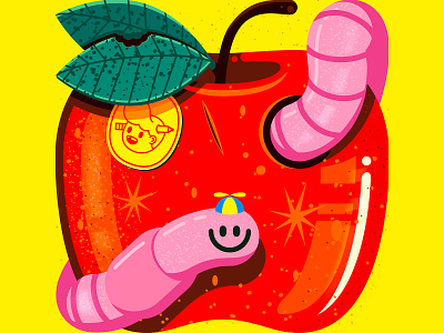 Apple apple branding illustration illustrator the creative pain vector worm