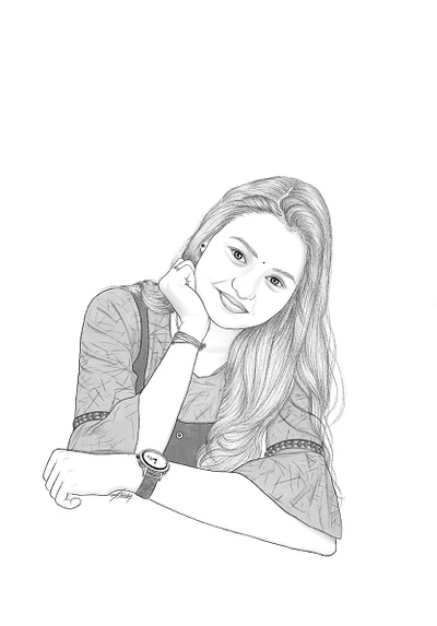 Digital Portrait black design designing digitalportrait girl illustration pencil portrait procreate sketching ui white