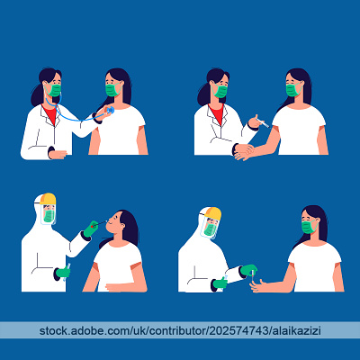 Doctor Handle Patient For Prevent Flu Spread character doctor flat health illustration vector