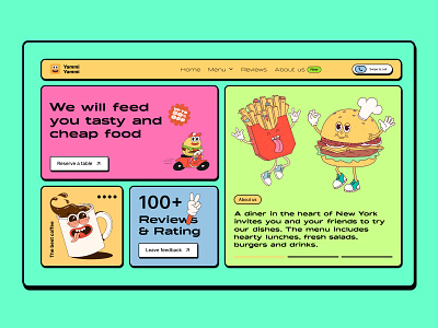 Yammi Yammi - design site for cafe brutalism design food graphic design land landig page minimalism mobile neo neobrutalism ui