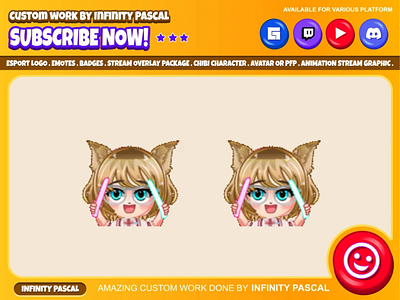 👧🏼🔦Chibi girls with light sticks👧🏼🔦 animation concept art custom design design digital drawing discord emotes facebook emotes graphic design illustration lightstick loyalty badges motion graphics original character rave dance streamer twitch emotes youtube emotes