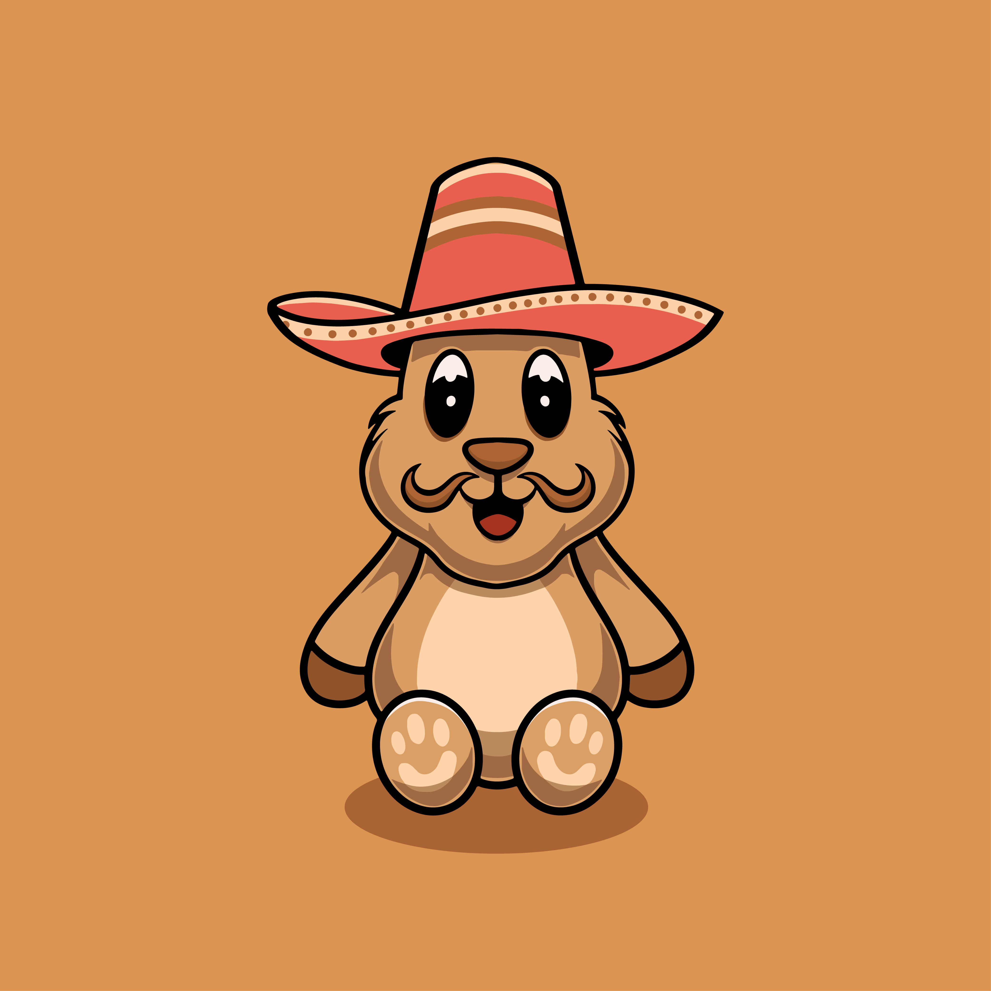 Cute deer with sombrero hat cartoon illustration stag