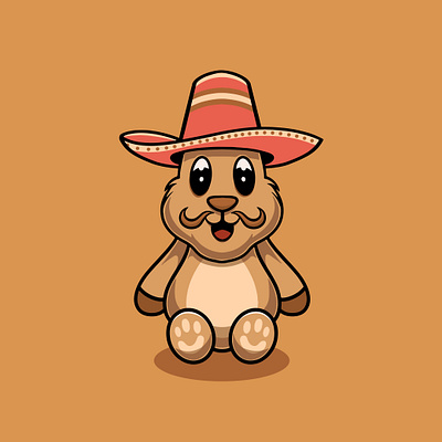 Cute deer with sombrero hat cartoon illustration stag