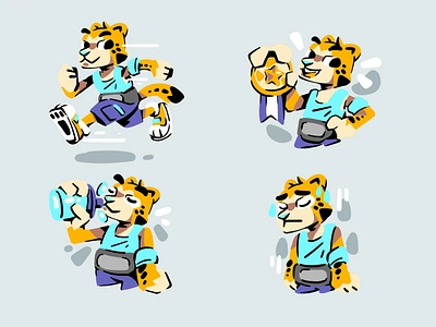 Running Apps Mascot - Cheeta achievement apps branding character cheetah fit game health healthy illustration lion marathon mascot muscle run running running apps speed success tiger