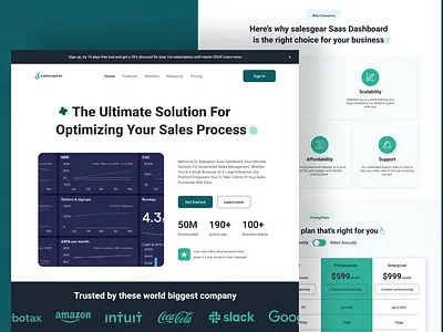 Sales Saas Dashboard Landing Page agency business chart crm dashborad finance finance website graph header homepage landing page saas saas landing design saas landing page saas sales saas ui ux sales website ui web saas website design
