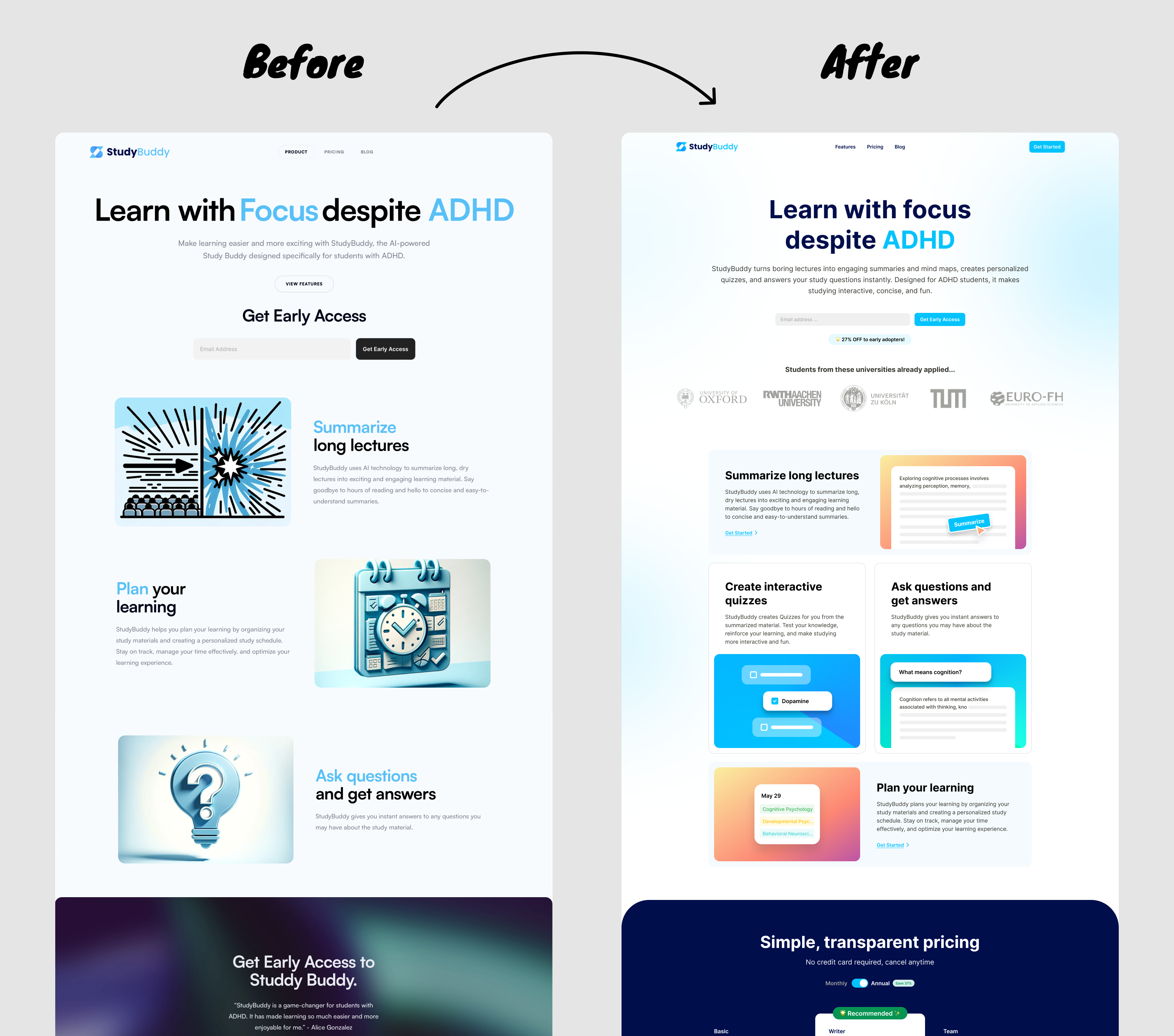 AI-Based Learning Platform Landing Page ai ai based ai startup bento bento grid dark theme illustration landing landing page learning learning portal light theme modern product startup study ui ux website