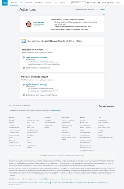 Charles Schwab Document Signing Experience design product design strategy user testing