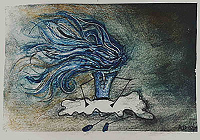 Blue hair aquarela graphic design illustration narrativa visual editorial
