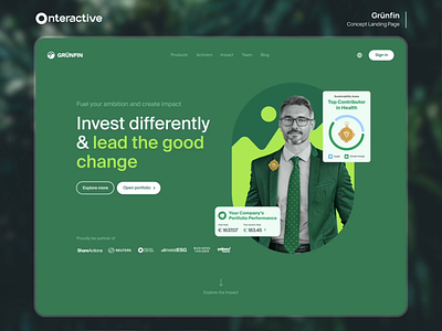 Grunfin - Invest differently and make a real impact animation branding motion graphics ui