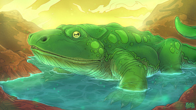 Temnospondyli creature gif illustration