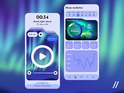 Sleep Tracker Mobile iOS App alarm android branding dashboard design healthtech interface ios mobile mobile ui purrweb sleep app sleep tracker ui ux