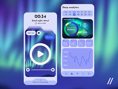 Sleep Tracker Mobile iOS App alarm android branding dashboard design healthtech interface ios mobile mobile ui purrweb sleep app sleep tracker ui ux