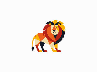 Geometric Lion animal branding cartoon colors design emblem geometric icon identity illustration kids king lion logo mark mascot sports symbol vector wildlife
