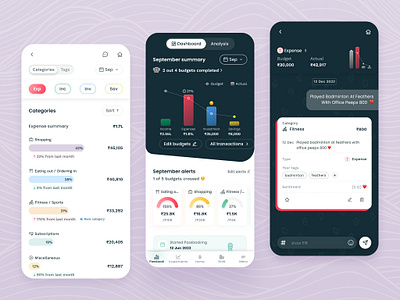 Passbook - Financial tracker ai analysis category chat dashboard design expense finance graphs input interaction listing mobile money track ui ux