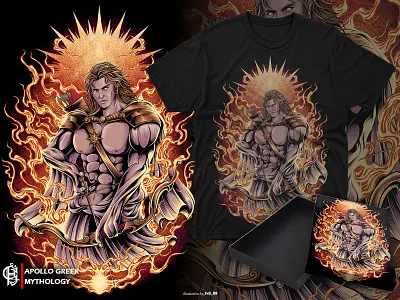 Apollo Greek Mythology album cover apollo greek art artist artwork brand clothing design digital drawing drawing illustration merchandise mythology packaging tshirt tshirt design yunani