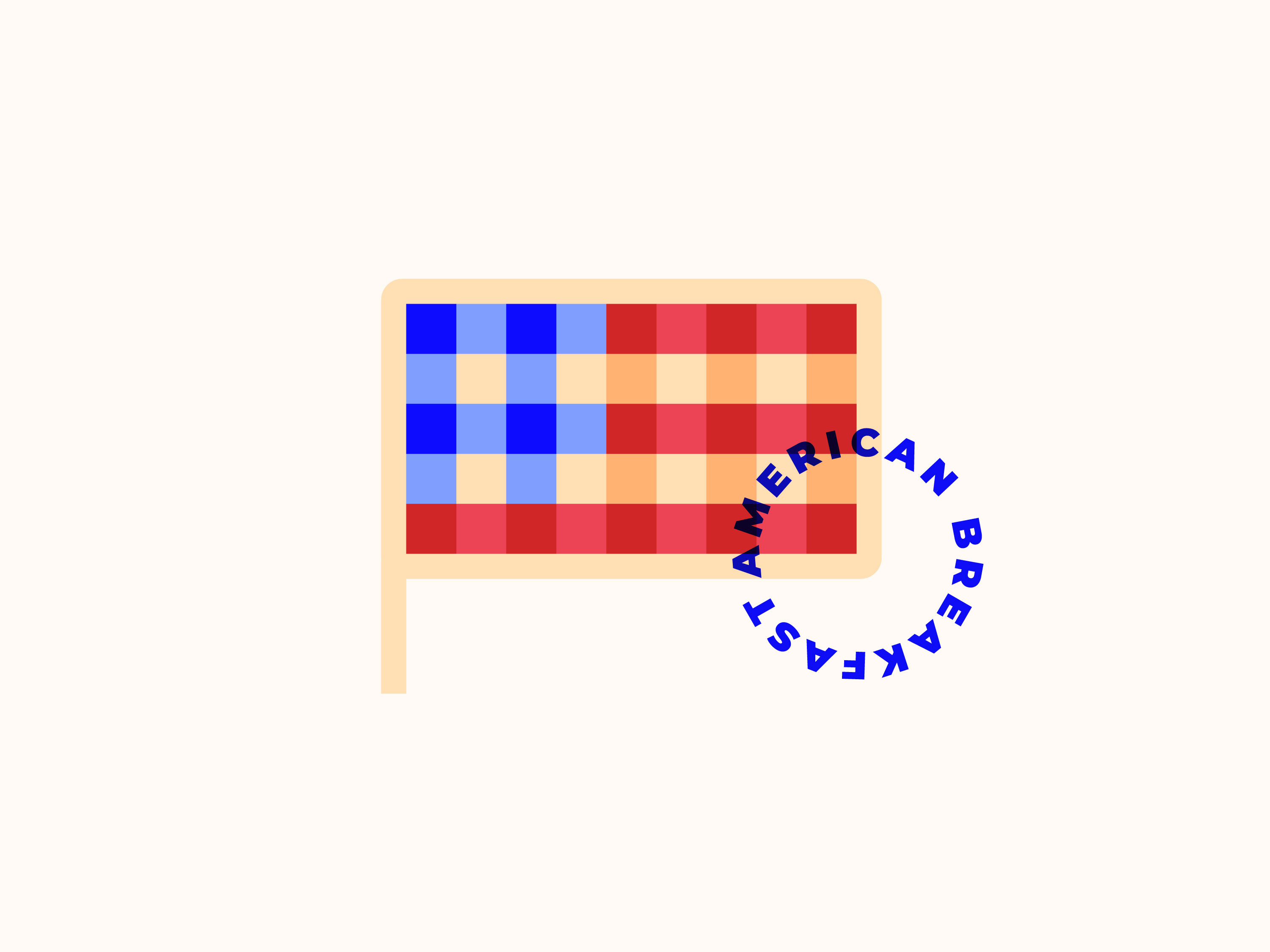 American Breakfast blue and red brand branding breakfast flag food icon logo monogram nation nutrition restaurant retro table united states us