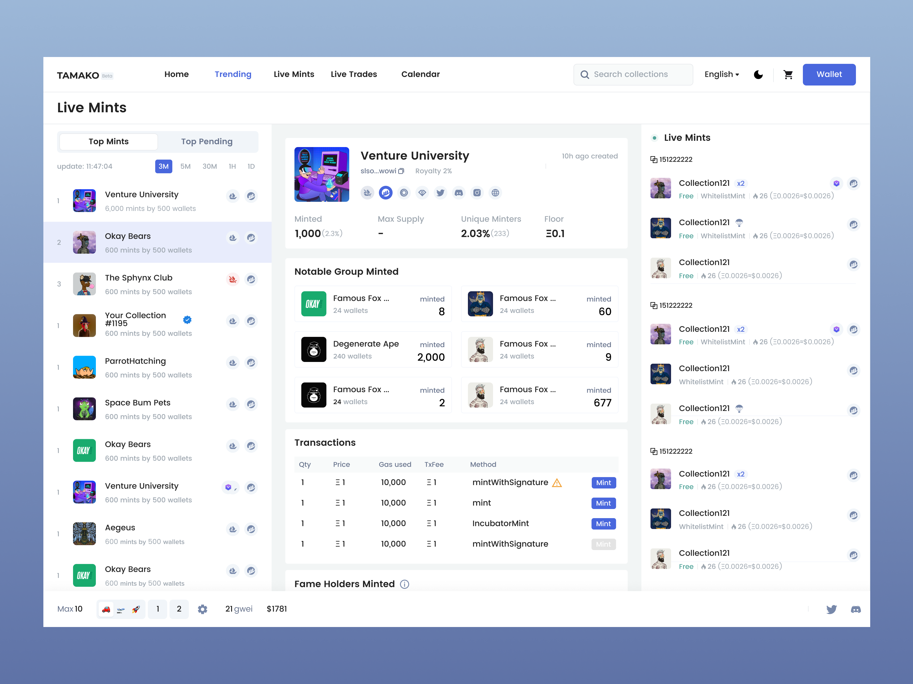 NFT web app design chart dashboard desktop nft ui ux web web design