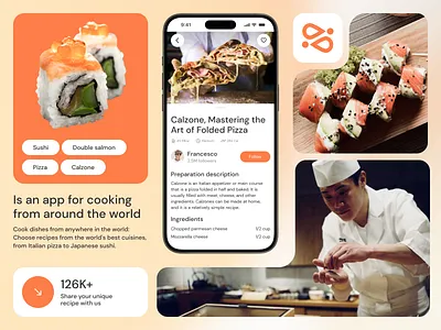 Cooking Mobile App for IOS cooking cooking app cooking class cooking recipes cuisine daily ui dishes food app horeca ios ios app iphone app mobile app mobile interface mobile ui pizza recipes app sushi ui design ux design