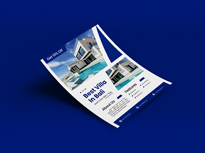 Modern Blue Villa Promotional Flyer banner flyer flyer design flyer poster house for sale laeflet design leaflet poster promotional promotional flyer