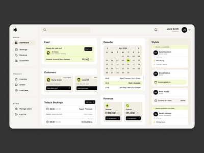 Salon Dashboard dashboard design minimal ui web design